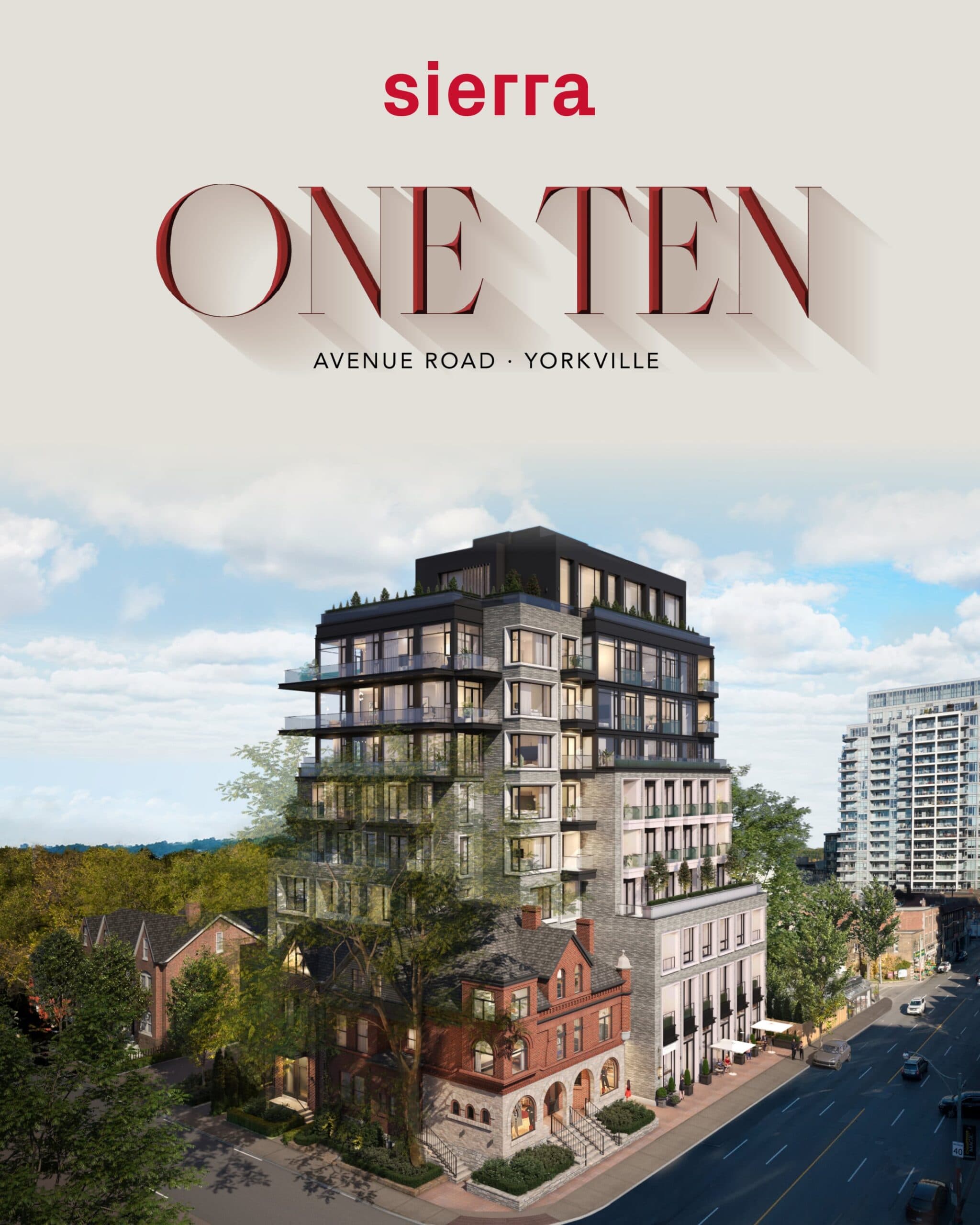One Ten Residences — exterior render at dusk.